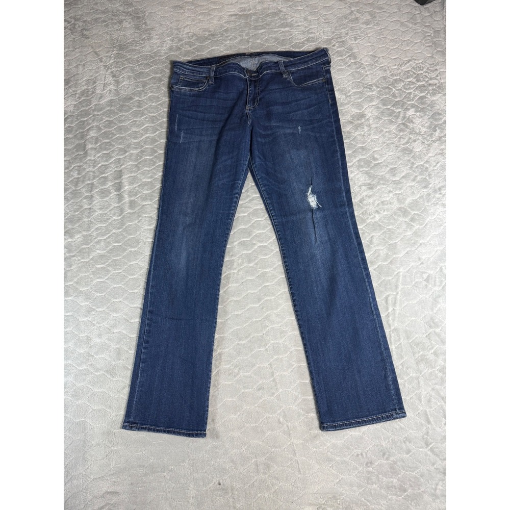 KUT from the Kloth Boyfriend Jeans Dark Wash Distressed Y2K Size 14 Stretch